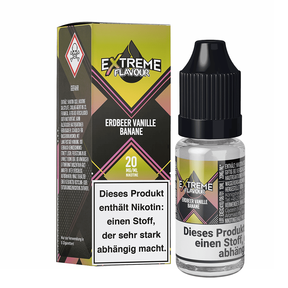 Extreme Flavour - Erdbeer Vanille Banane - 20mg 10ml Hybrid-Nikotinsalzliquid C Extreme Flavour - Erdbeer Vanille Banane - 20mg 10ml Hybrid-Nikotinsalzliquid C