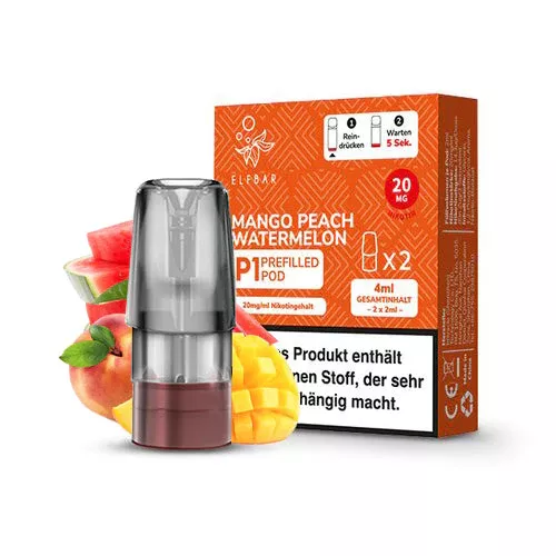 2 x Elfbar Mate 500 Einweg Pod - Mango Peach Watermelon 2ml Nikotinsalz