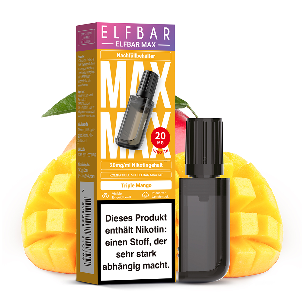 Elfbar MAX Refill Pod - Triple Mango - 20mg Nikotinsalz 10ml C Elfbar MAX Refill Pod - Triple Mango - 20mg Nikotinsalz 10ml C