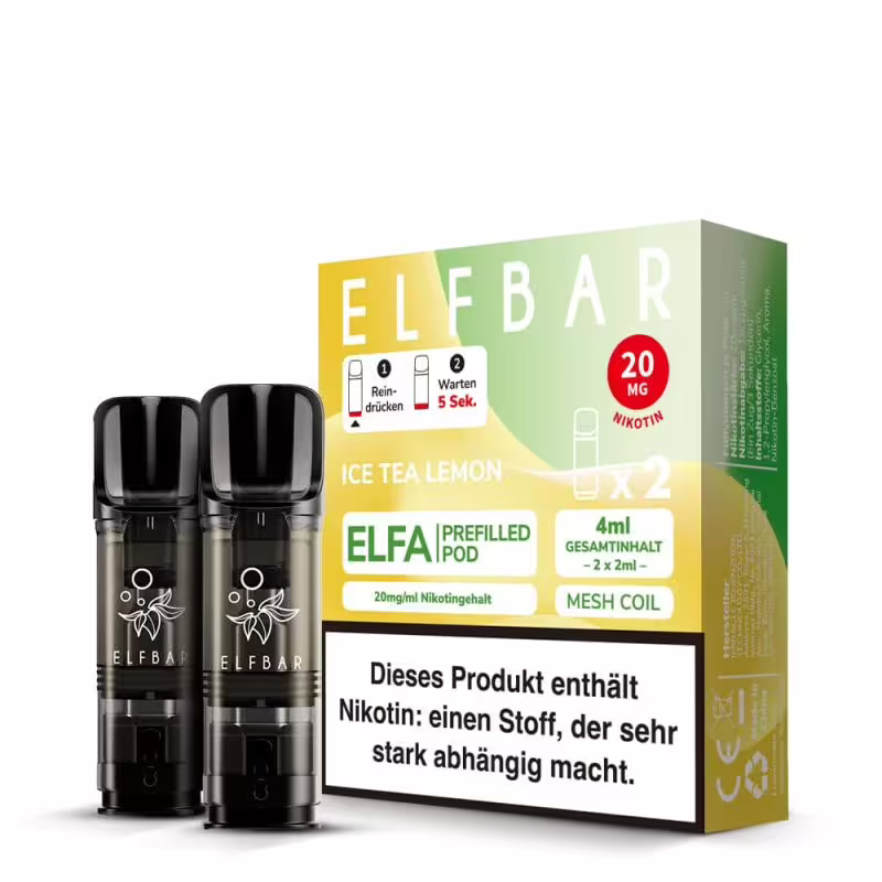 2 x Elfbar Elfa - Ice Tea Lemon 2ml Einweg Pod 