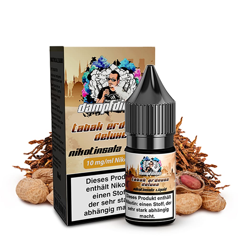 Dampfdidas Nikotinsalz - Tabak Erdnuss Deluxe - 10ml Liquid 10mg  C