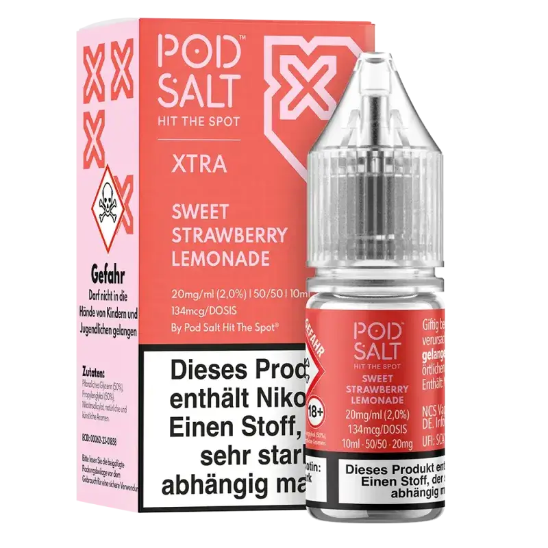 Pod Salt Xtra - Sweet Strawberry Lemonade 10ml Nikotinsalz Liquid