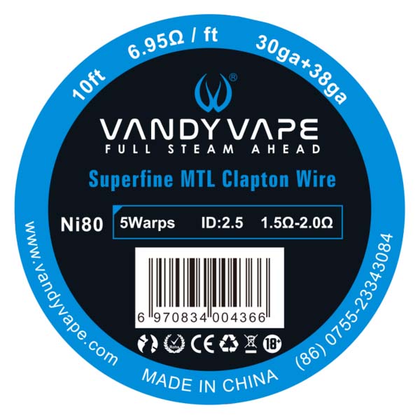 MTL Clapton Vandyvape Ni80 Spule MTL Clapton Vandyvape Ni80 Spule