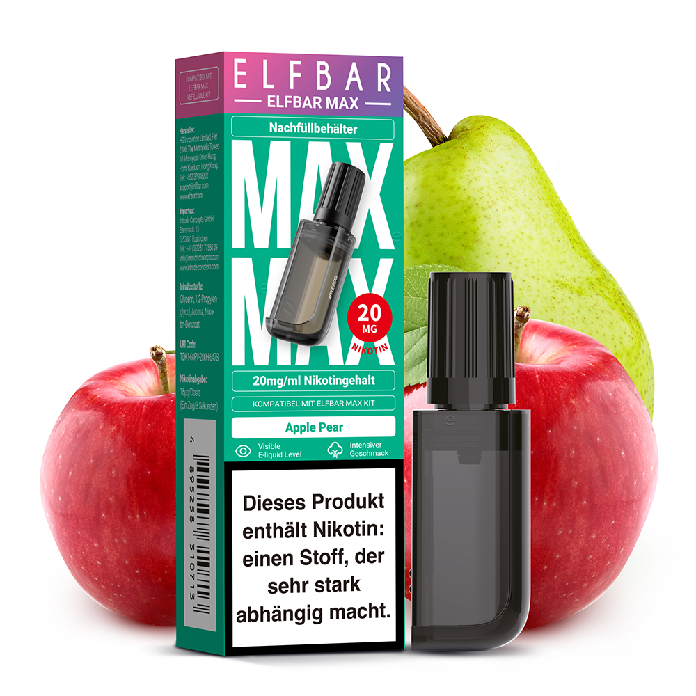 Elfbar MAX Refill Pod - Apple Pear - 20mg Nikotinsalz 10ml C Elfbar MAX Refill Pod - Apple Pear - 20mg Nikotinsalz 10ml C
