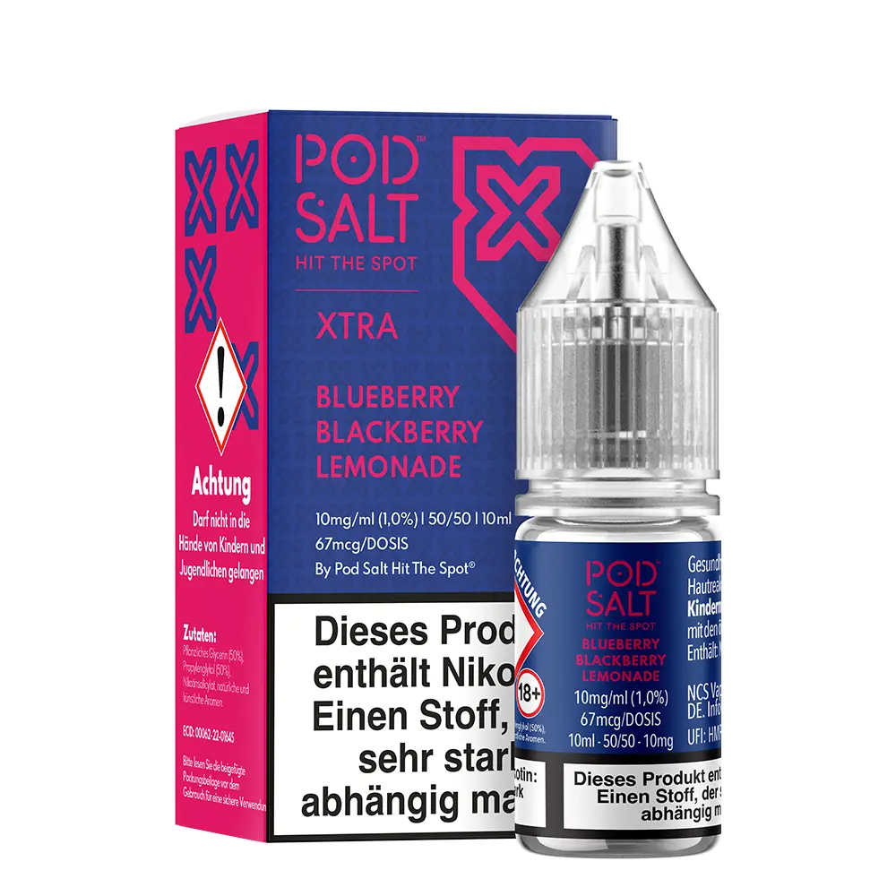 Pod Salt Xtra Nikotinsalz - Blueberry Blackberry Lemonade - Liquid 10mg 10ml  Pod Salt Xtra Nikotinsalz - Blueberry Blackberry Lemonade - Liquid 10mg 10ml
