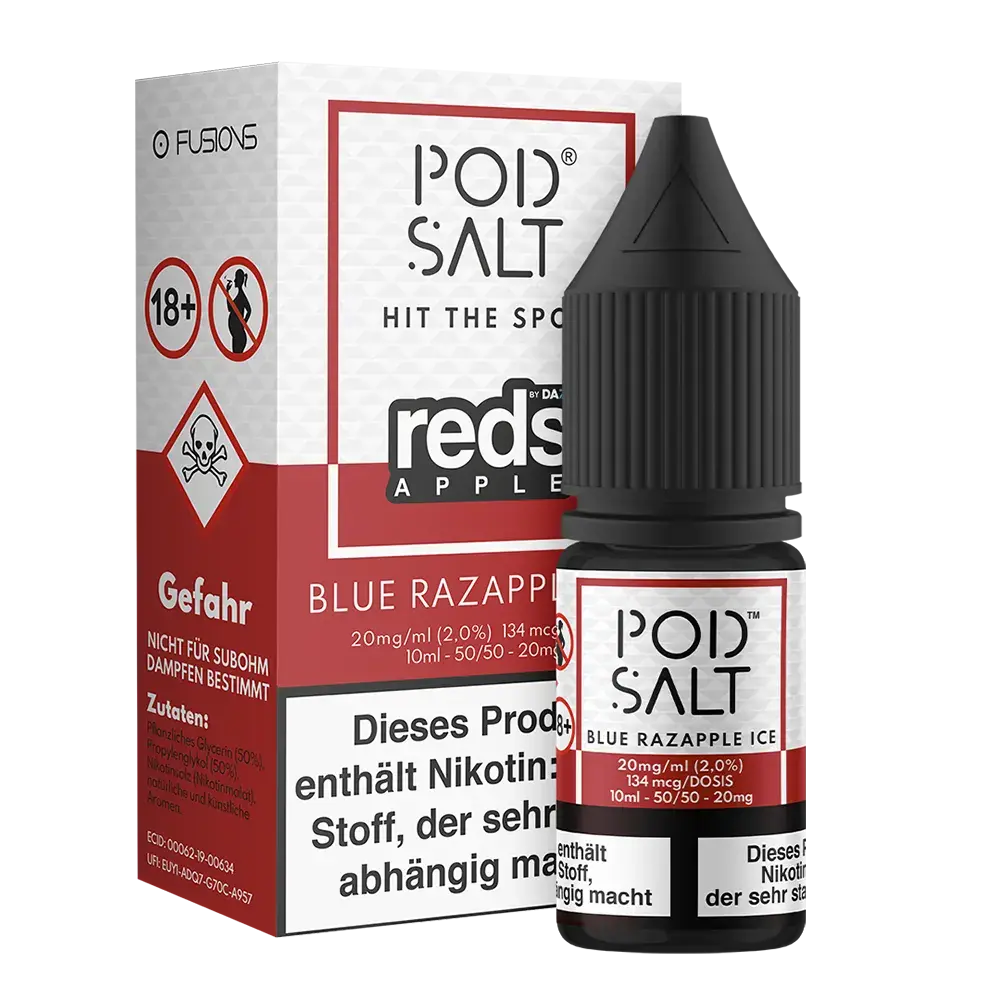 Pod Salt Nikotinsalz - Fusion Blue Razapple Ice - Liquid 20mg Pod Salt Nikotinsalz - Fusion Blue Razapple Ice - Liquid 20mg