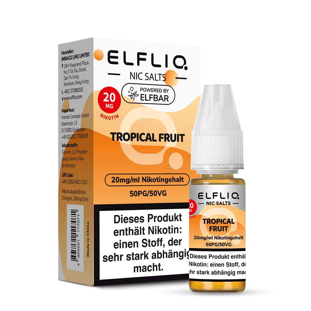 Elfliq by Elfbar Nikotinsalz - Tropical Fruit - Liquid 20mg 10ml  C