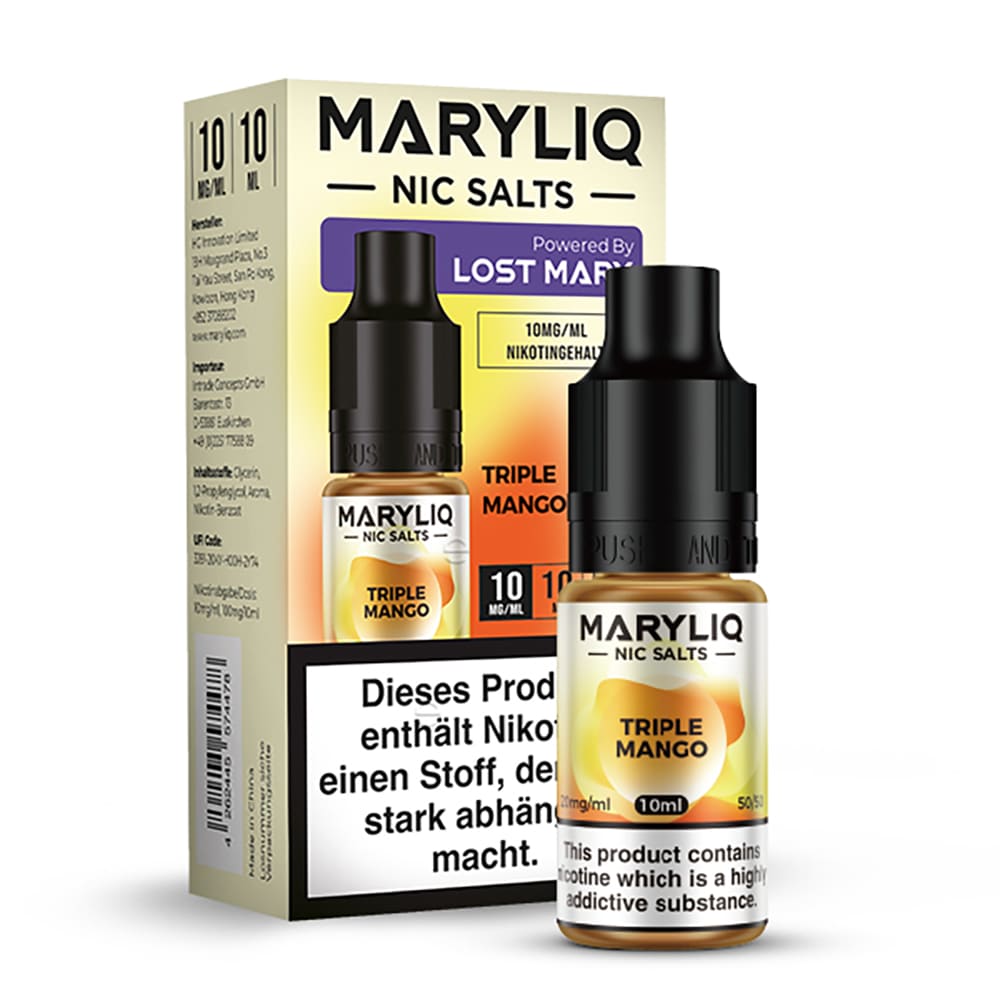 Maryliq Nikotinsalz - Triple Mango - 10mg 10ml  Maryliq Nikotinsalz - Triple Mango - 10mg 10ml