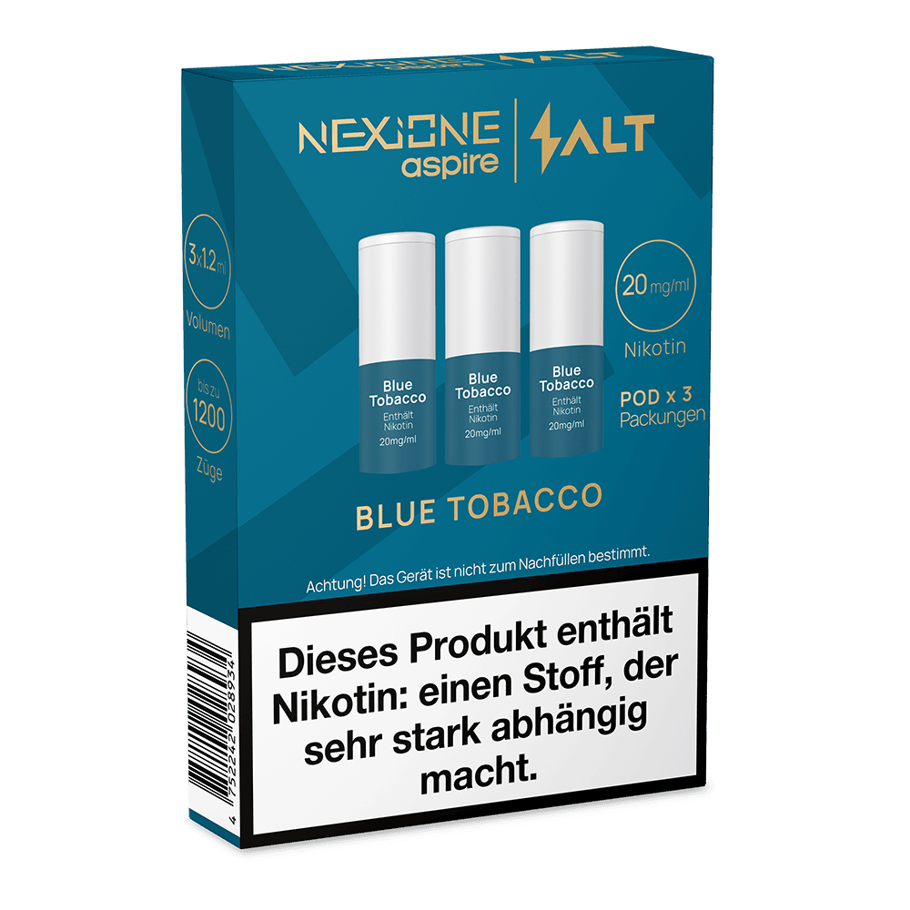3x NEXIONE Salt Pod - Blue Tobacco - 20mg Nikotinsalz 1.2ml 3x NEXIONE Salt Pod - Blue Tobacco - 20mg Nikotinsalz 1.2ml