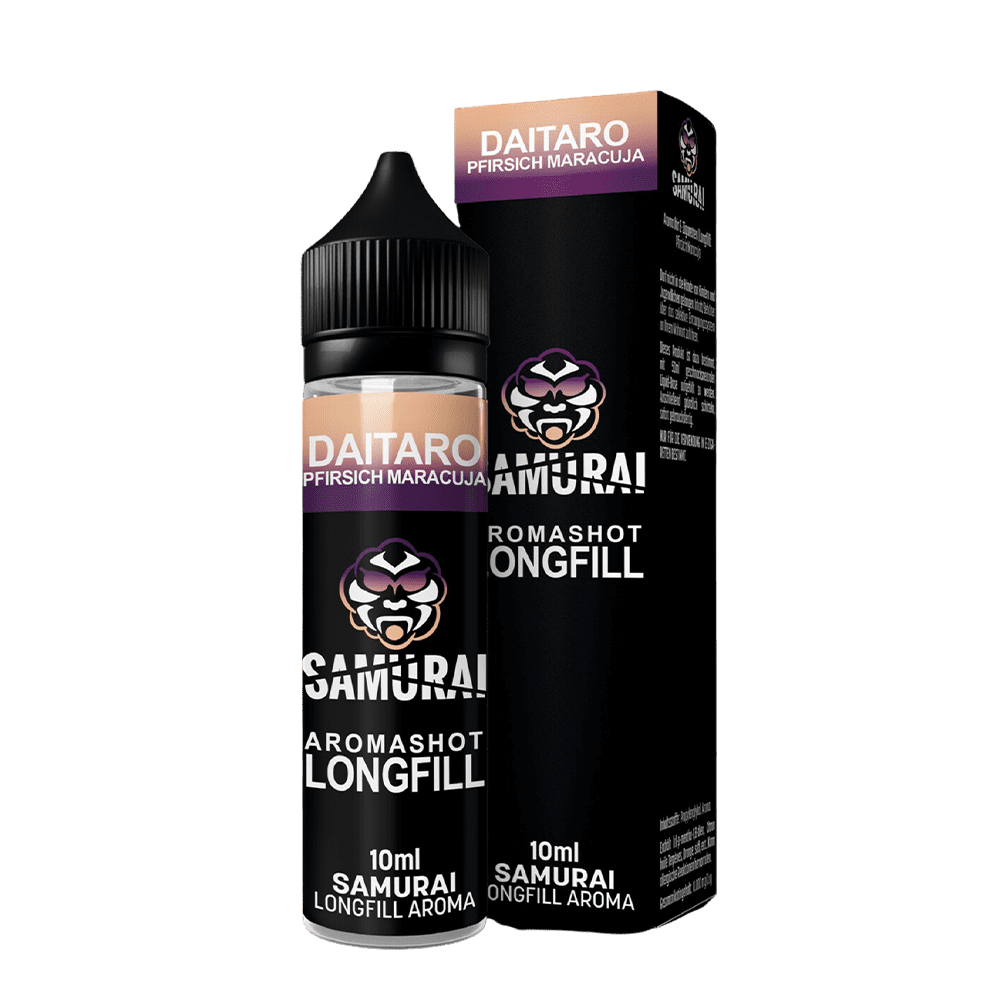 Samurai Aroma Longfill - Daitaro Pfirsich Maracuja - 10ml in 60ml Flasche Samurai Aroma Longfill - Daitaro Pfirsich Maracuja - 10ml in 60ml Flasche