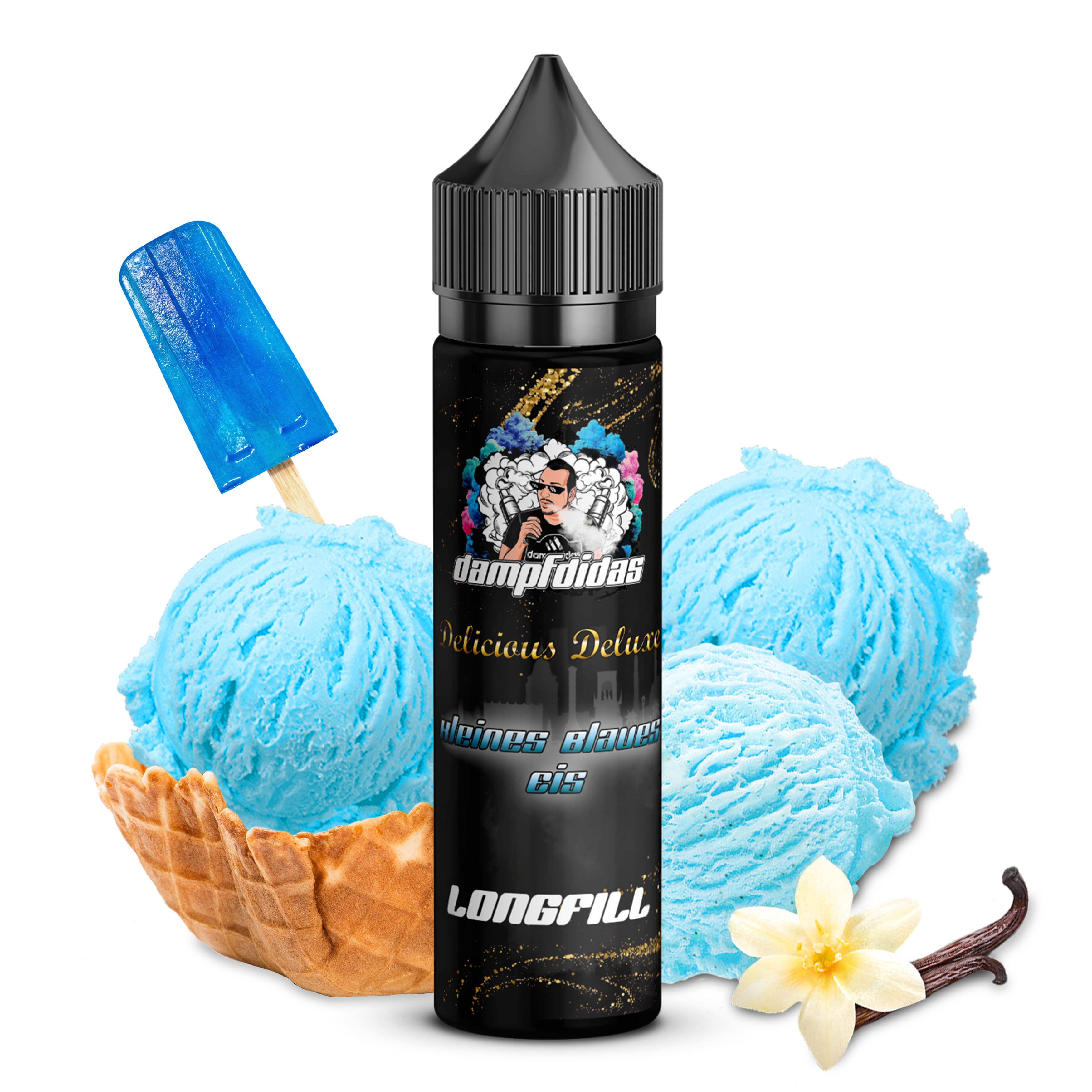 Dampfdidas Longfill - Kleines Blaues Eis - 10ml Aroma in 60ml Flasche  C