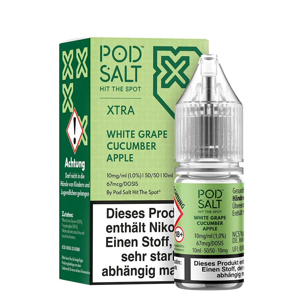 Pod Salt Xtra Nikotinsalz - White Grape Cucumber Apple - Liquid 10mg 10ml  Pod Salt Xtra Nikotinsalz - White Grape Cucumber Apple - Liquid 10mg 10ml