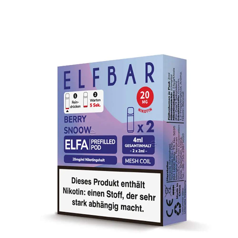 Elfbar Elfa Einweg Pod - Berry Snoow - 20mg Nikotinsalz 2ml  Elfbar Elfa Einweg Pod - Berry Snoow - 20mg Nikotinsalz 2ml