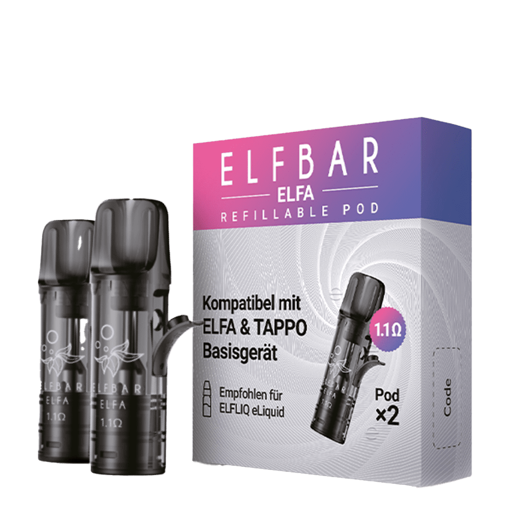 2x Elfbar Elfa Refillable Pod 1,1 Ohm 2er Pack 2x Elfbar Elfa Refillable Pod 1,1 Ohm 2er Pack