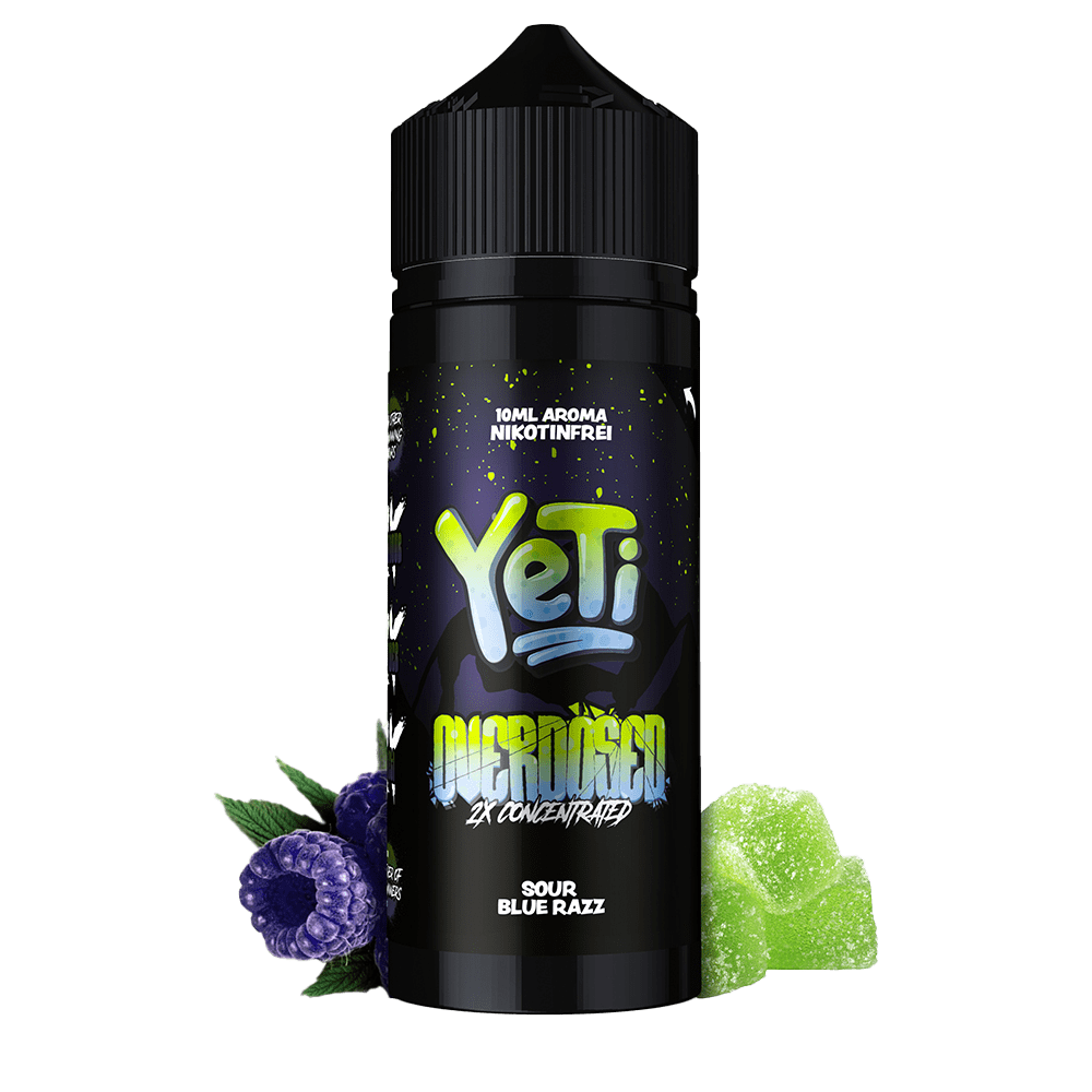 Yeti Overdosed Aroma Longfill - Sour Blue Razz - 10ml in 120ml Flasche 