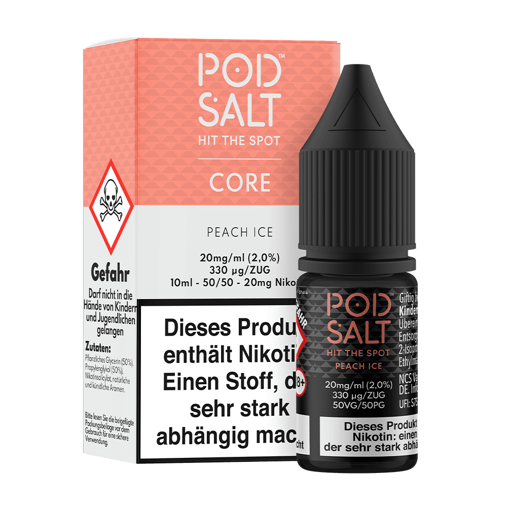 Pod Salt Core Nikotinsalz - Peach Ice - Liquid 20mg 10ml C Pod Salt Core Nikotinsalz - Peach Ice - Liquid 20mg 10ml C