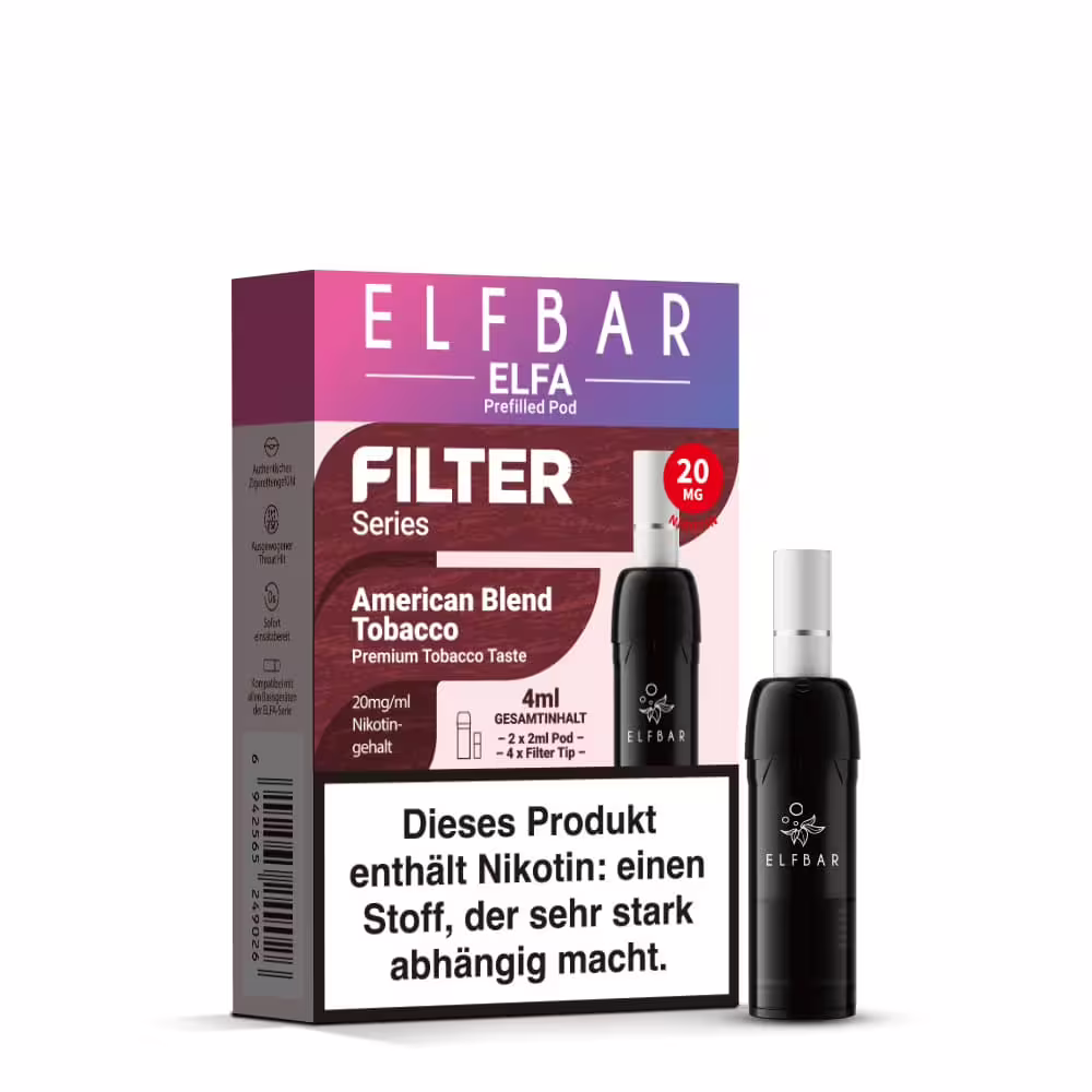 2 x Elfbar Elfa Filter Series - American Blend Tobacco 2ml Einweg Pod