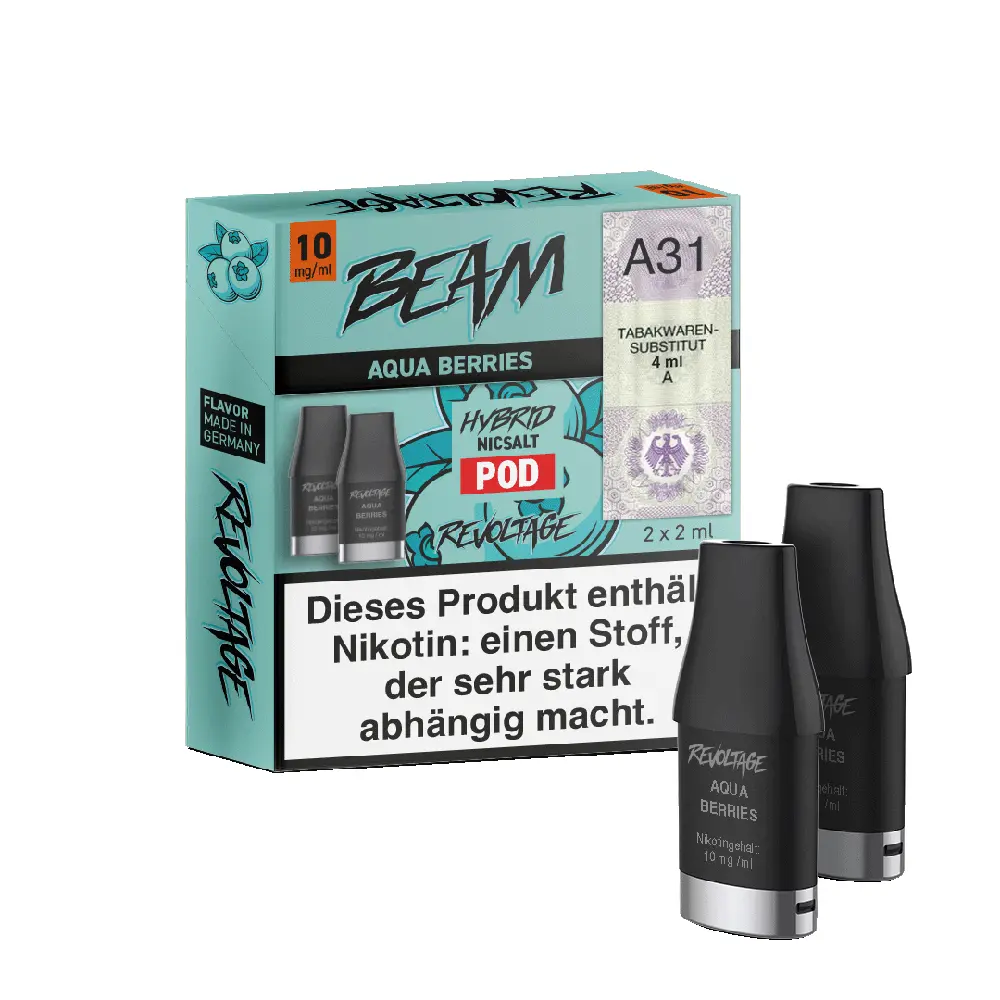 Revoltage Beam Pod - Aqua Berries - 10mg Hybrid Nikotinsalz 2ml Revoltage Beam Pod - Aqua Berries - 10mg Hybrid Nikotinsalz 2ml