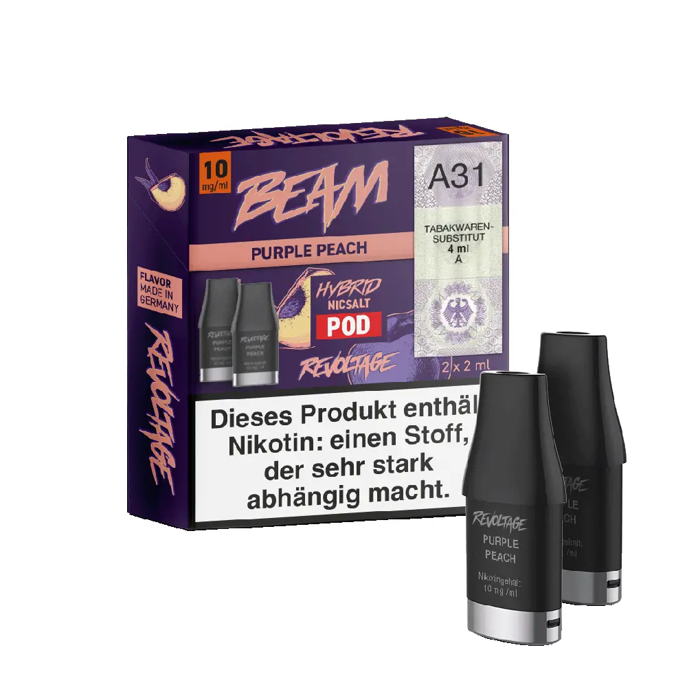 Revoltage Beam Pod - Purple Peach - 10mg Hybrid Nikotinsalz 2ml Revoltage Beam Pod - Purple Peach - 10mg Hybrid Nikotinsalz 2ml