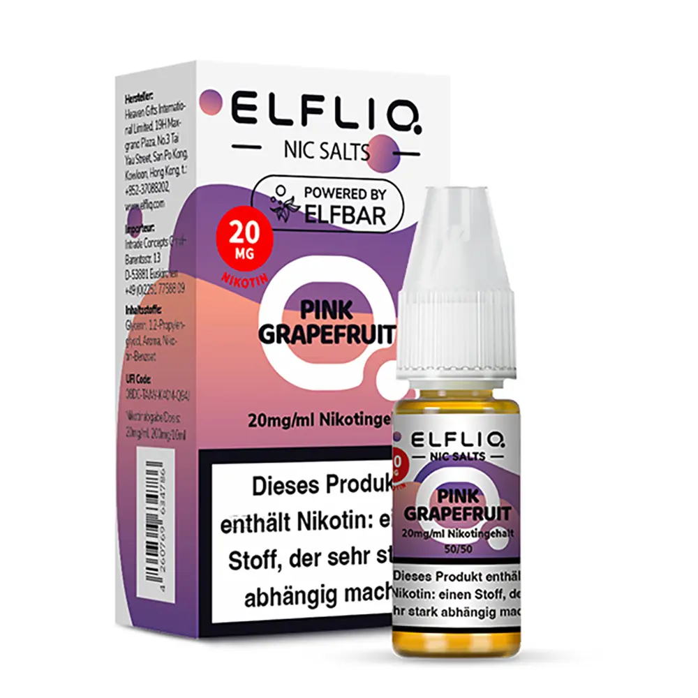 Elfliq by Elfbar Nikotinsalz - Pink Grapefruit - Liquid 20mg 10ml -  Elfliq by Elfbar Nikotinsalz - Pink Grapefruit - Liquid 20mg 10ml -