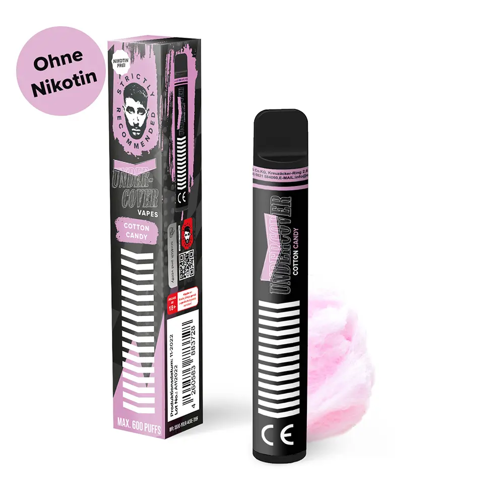 Undercover Vapes Cotton Candy 0mg Einweg E-Zigarette  Undercover Vapes Cotton Candy 0mg Einweg E-Zigarette