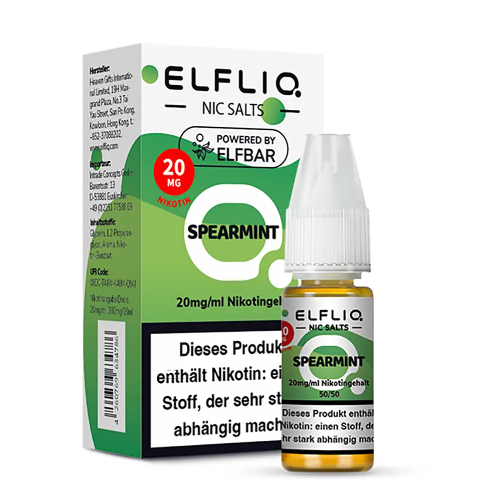 Elfliq by Elfbar Nikotinsalz - Spearmint - Liquid 10mg 10ml Elfliq by Elfbar Nikotinsalz - Spearmint - Liquid 10mg 10ml