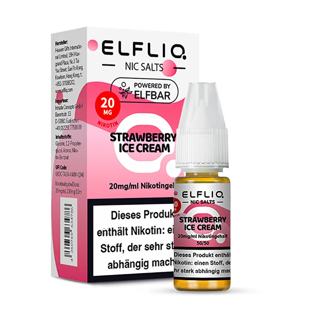 Elfliq by Elfbar Nikotinsalz - Strawberry Ice Cream - Liquid 20mg 10ml