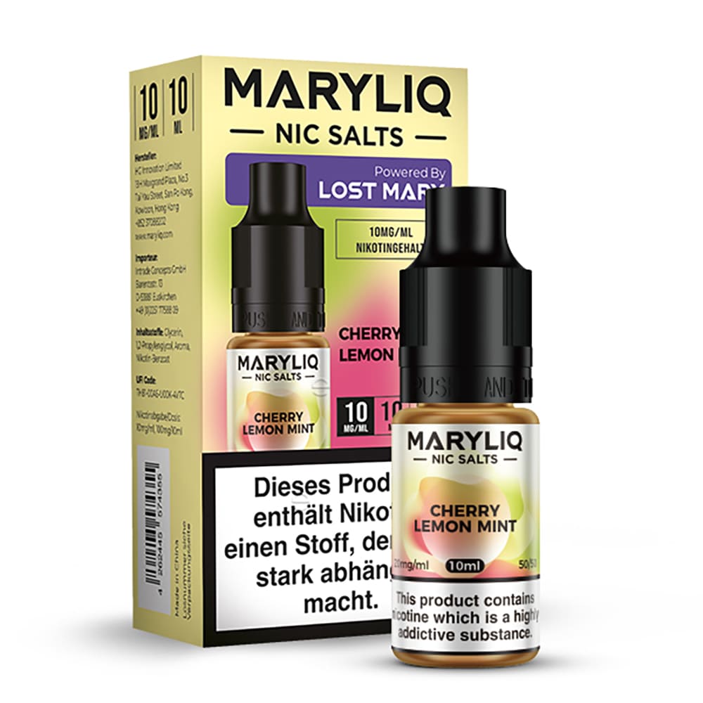 Maryliq Nikotinsalz - Cherry Lemon Mint - 10mg 10ml  Maryliq Nikotinsalz - Cherry Lemon Mint - 10mg 10ml