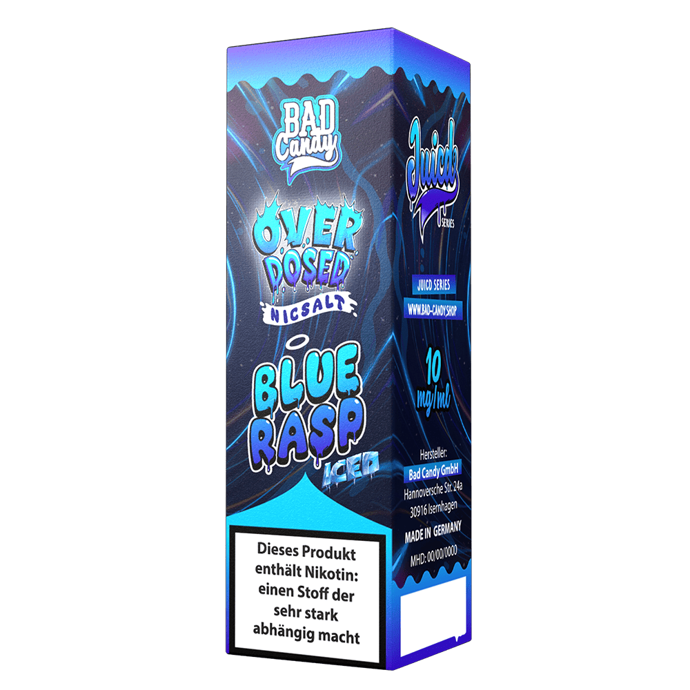 Bad Candy Nikotinsalz - Blue Rasp Iced - Overdosed 10ml Liquid 10mg 