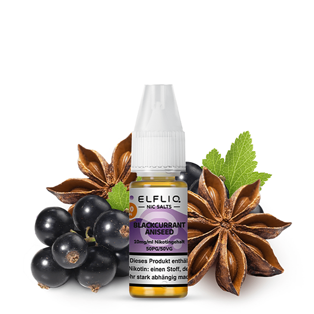 Elfliq by Elfbar Nikotinsalz - Blackcurrant Aniseed - Liquid 10mg 10ml Elfliq by Elfbar Nikotinsalz - Blackcurrant Aniseed - Liquid 10mg 10ml