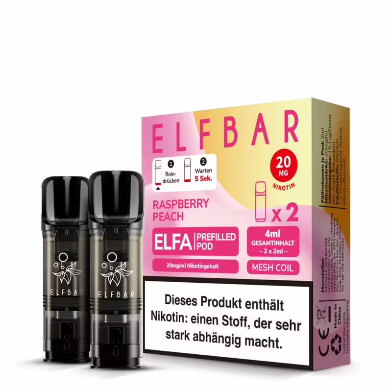 2 x Elfbar Elfa - Raspberry Peach 2ml Einweg Pod