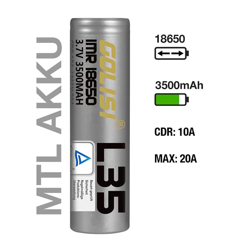 Golisi L35 Akku 18650 3500mAh/10A Golisi L35 Akku 18650 3500mAh/10A