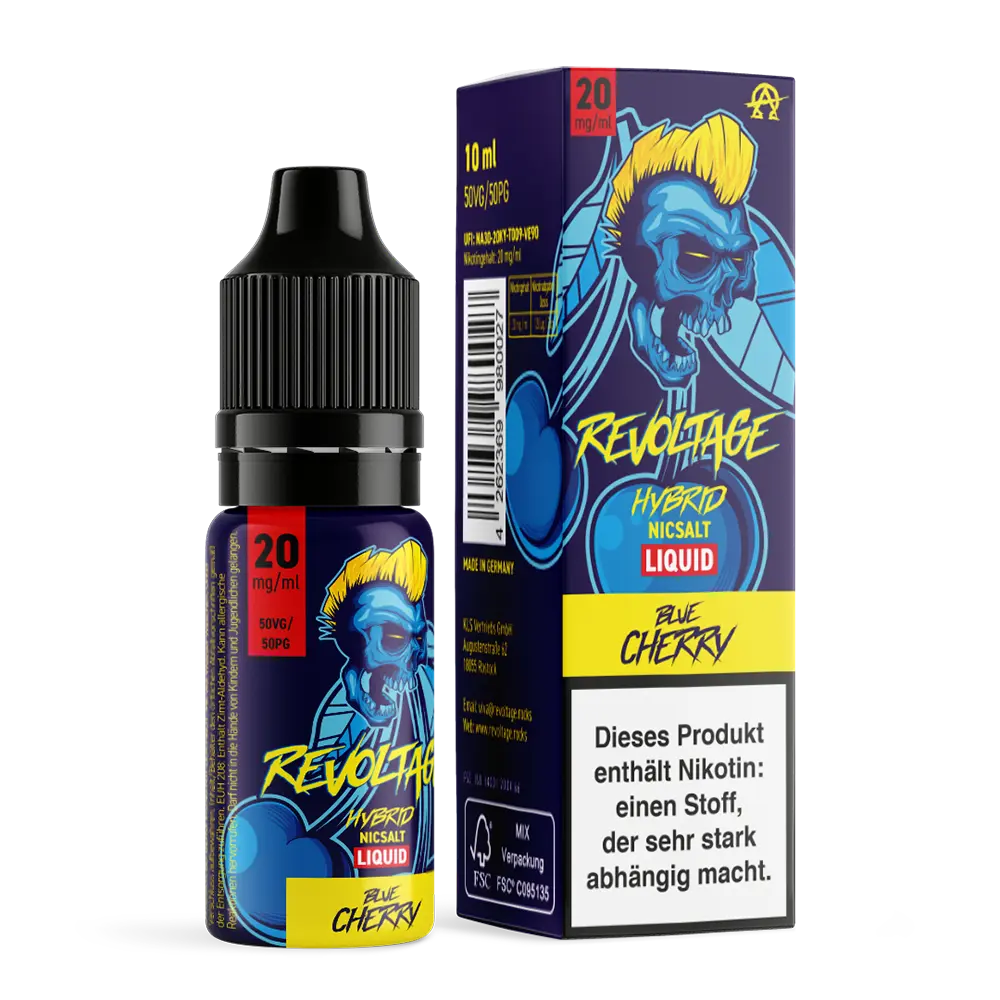 Revoltage Blue Cherry 10ml Hybrid Nic Salt Liquid 20mg  Revoltage Blue Cherry 10ml Hybrid Nic Salt Liquid 20mg