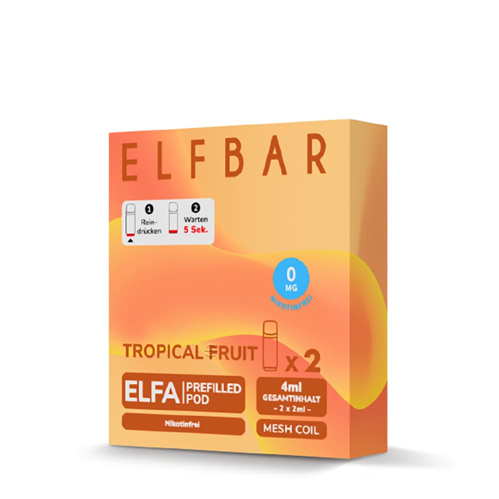 2x Elfbar Elfa Einweg Pod - Tropical Fruit - 0mg 2ml  2x Elfbar Elfa Einweg Pod - Tropical Fruit - 0mg 2ml