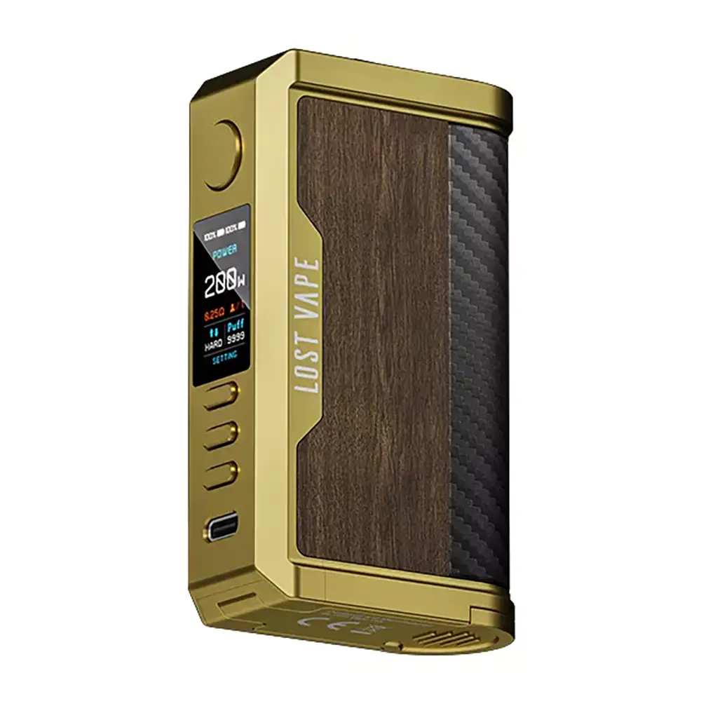 Lost Vape Centaurus Q200 Mod Gold Teak Wood Lost Vape Centaurus Q200 Mod Gold Teak Wood