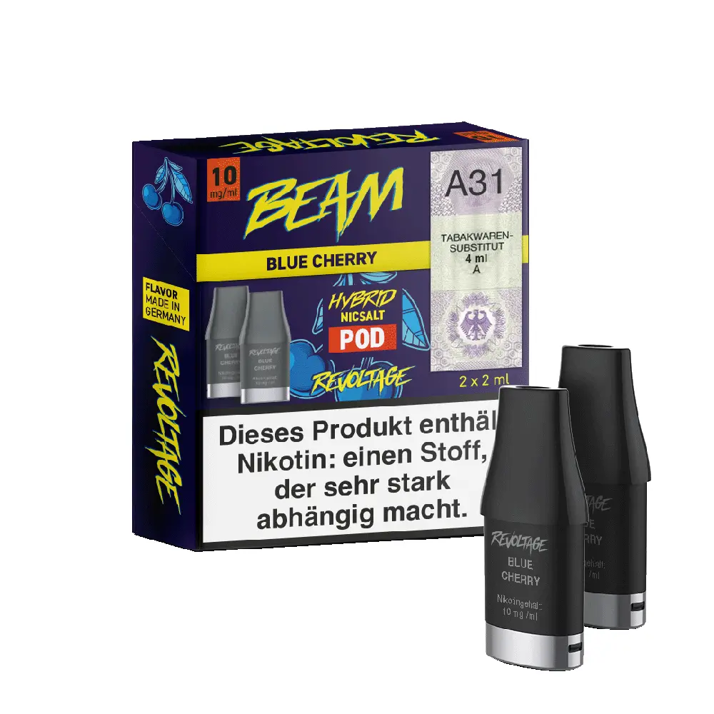 Revoltage Beam Pod - Blue Cherry - 10mg Hybrid Nikotinsalz 2ml Revoltage Beam Pod - Blue Cherry - 10mg Hybrid Nikotinsalz 2ml