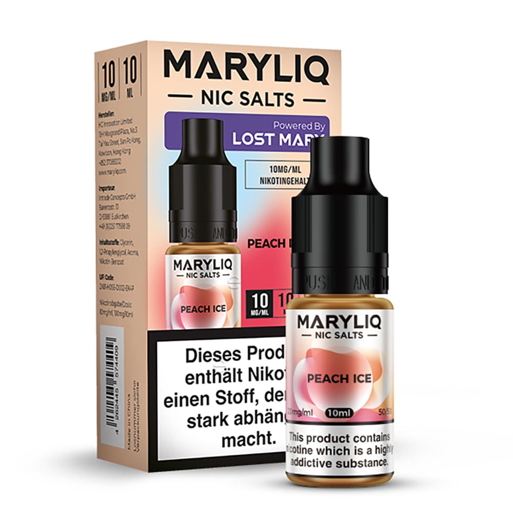 Maryliq Nikotinsalz - Peach Ice - 10mg 10ml  Maryliq Nikotinsalz - Peach Ice - 10mg 10ml