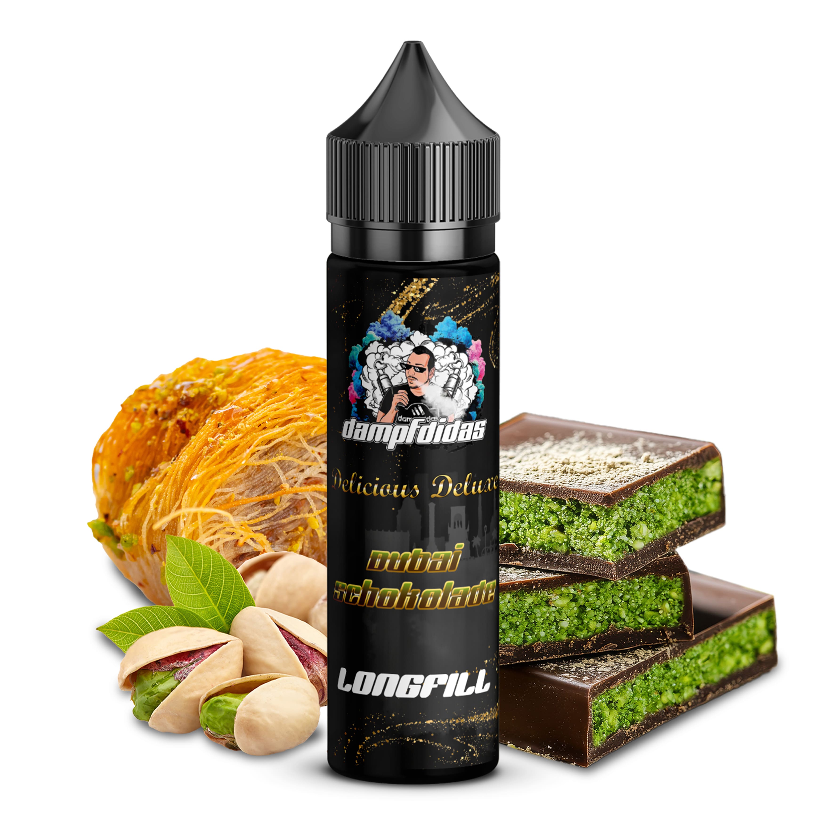 Dampfdidas Longfill - Dubai Schokolade - 10ml Aroma in 60ml Flasche C Dampfdidas Longfill - Dubai Schokolade - 10ml Aroma in 60ml Flasche C
