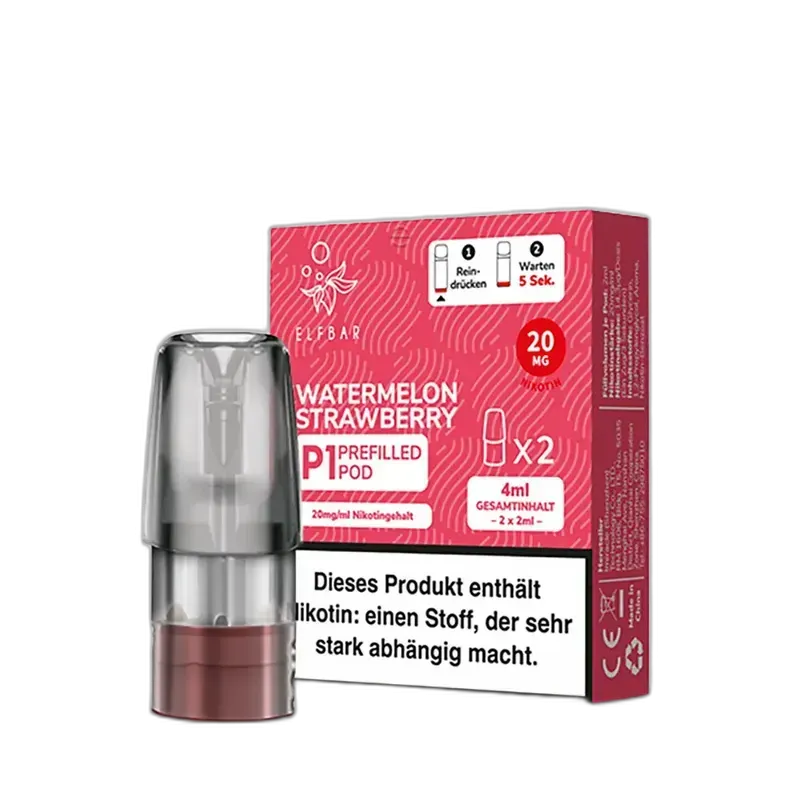 2 x Elfbar Mate 500 Einweg Pod - Watermelon Strawberry 2ml Nikotinsalz 2 x Elfbar Mate 500 Einweg Pod - Watermelon Strawberry 2ml Nikotinsalz