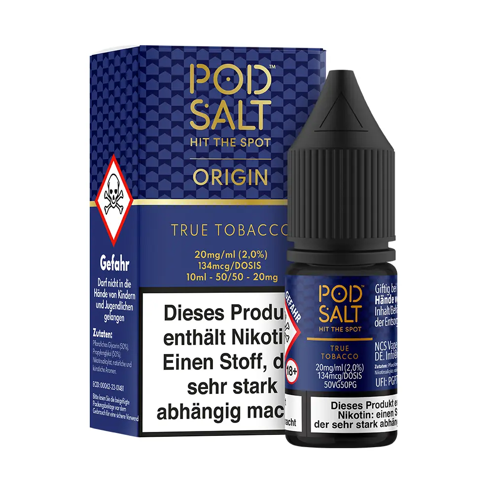 Pod Salt Origin Nikotinsalz - True Tobacco - Liquid 20mg 10ml  Pod Salt Origin Nikotinsalz - True Tobacco - Liquid 20mg 10ml