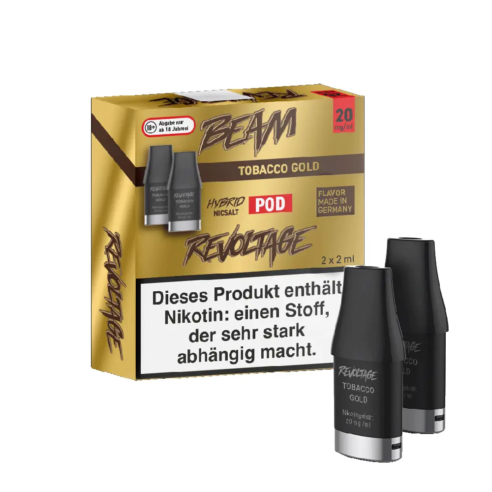 Revoltage Beam Pod - Tobacco Gold - 20mg Hybrid Nikotinsalz 2ml Revoltage Beam Pod - Tobacco Gold - 20mg Hybrid Nikotinsalz 2ml