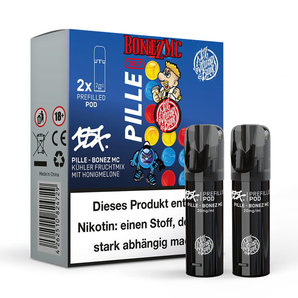 2x 187 Strassenbande Einweg Pod Pille Bonez MC 20mg Nikotinsalz 2ml 2x 187 Strassenbande Einweg Pod Pille Bonez MC 20mg Nikotinsalz 2ml