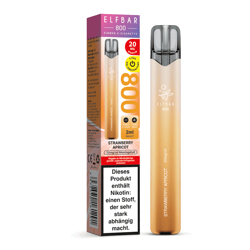 Elfbar 800 Einweg E-Zigarette - Strawberry Apricot - 20mg  C