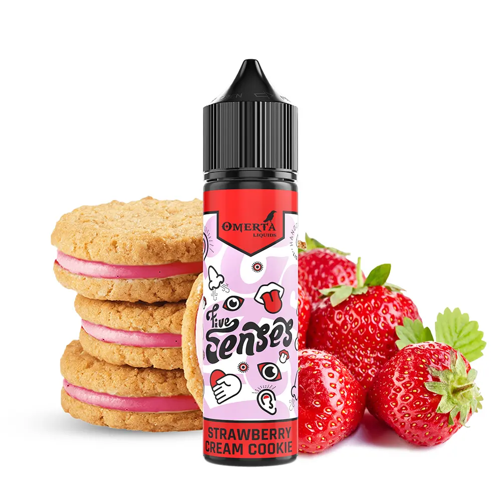 Omerta Aroma Longfill - 5Senses Strawberry Cream Cookies - 15ml in 60ml Flasche 