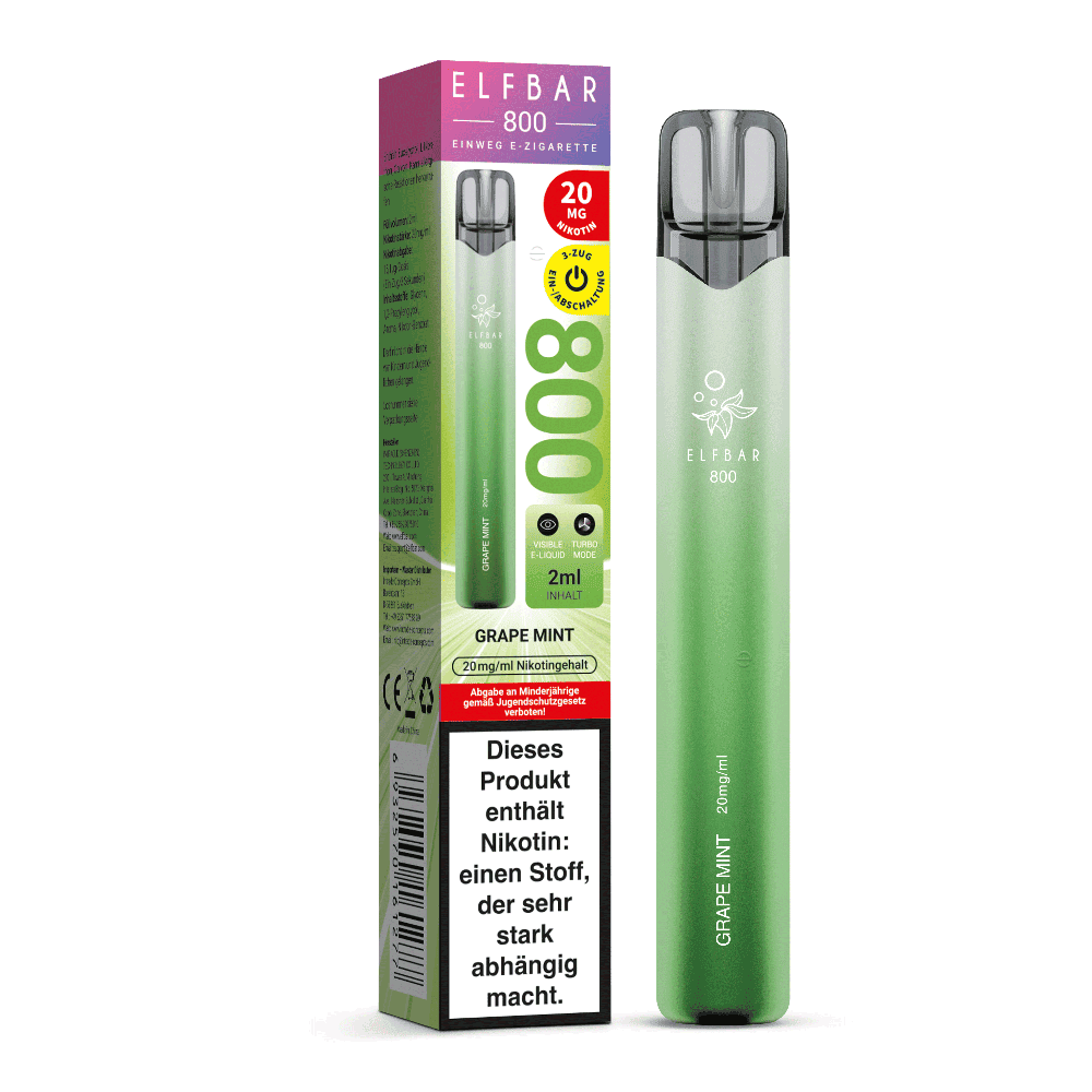 Elfbar 800 Einweg E-Zigarette - Grape Mint - 20mg  C