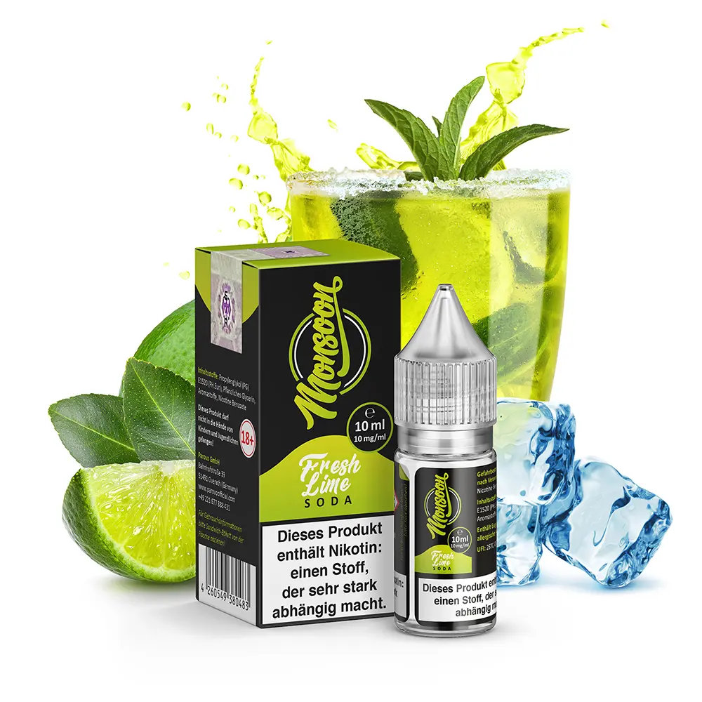 Monsoon Fresh Lime Soda 10ml Nic Salt Liquid 10mg 