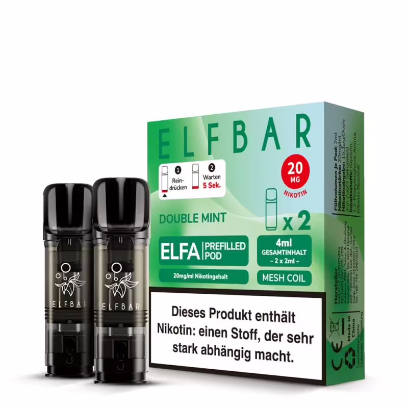 2 x Elfbar Elfa - Double Mint 2ml Einweg Pod