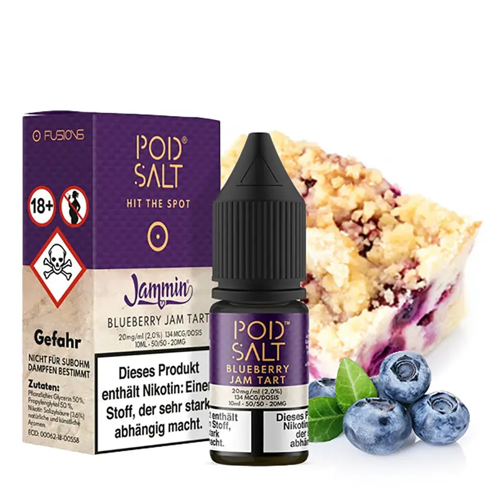 Pod Salt Fusion - Blueberry Jam Tart - 10ml Liquid 20mg Nikotinsalz Pod Salt Fusion - Blueberry Jam Tart - 10ml Liquid 20mg Nikotinsalz
