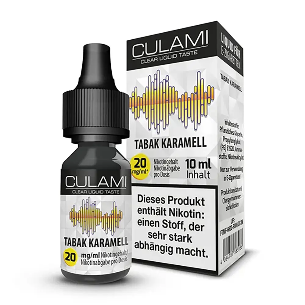 Culami Nikotinsalz - Tabak Karamell  Liquid - Liquid 20mg Culami Nikotinsalz - Tabak Karamell  Liquid - Liquid 20mg