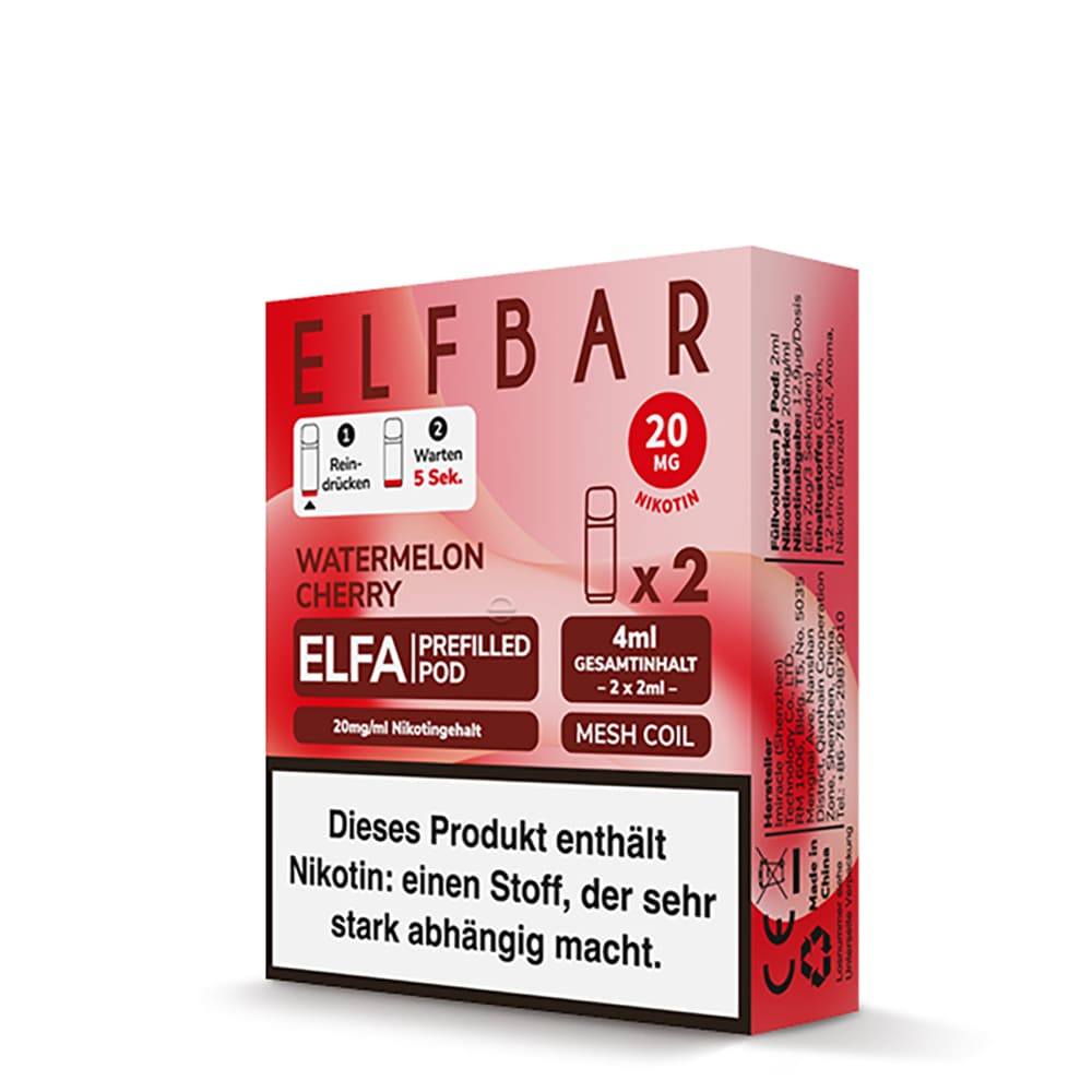 2x Elfbar Elfa Einweg Pod - Watermelon Cherry - 20mg Nikotinsalz 2ml 